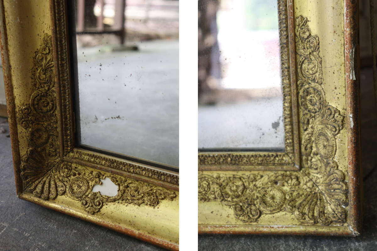 H39 フランスアンティーク ゴールドフレームミラー 鏡